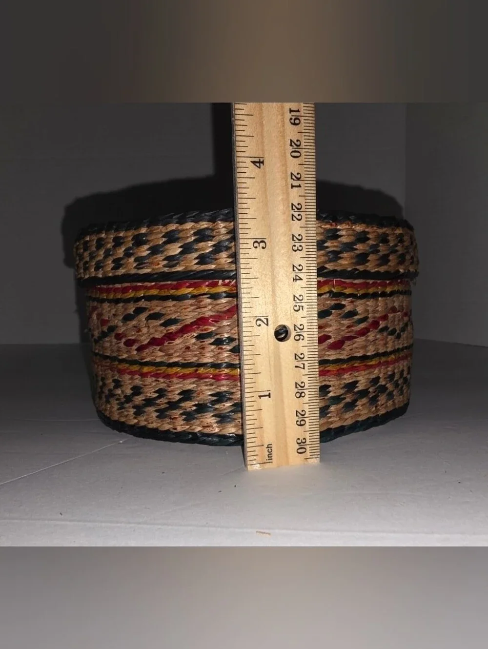 VTG Sweetgrass Woven Nesting Baskets w/Lid Round Natural Red Green Set Of 5 Read